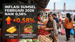 Inflasi Sumsel Februari 2026 Naik 0,58 Persen, Dipicu Harga Emas dan Pangan