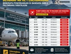 Erupsi Anak Gunung Krakatau Berdampak ke Palembang, Penerbangan di Bandara SMB II Batal